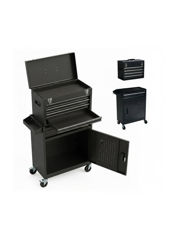 relaxdays Werkstattwagen in Schwarz - (B)59,5 x (H)104 x (T)28 cm