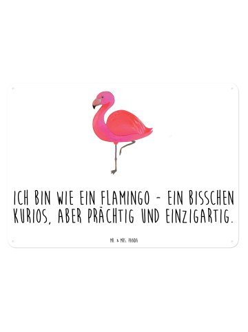 Mr. & Mrs. Panda Blechschild Mit Spruch Flamingo Classic mit Spruch in Weiß
