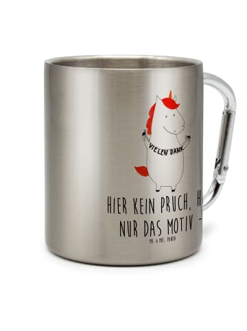 Mr. & Mrs. Panda Thermobecher Einhorn Dankeschön mit Spruch in Silber