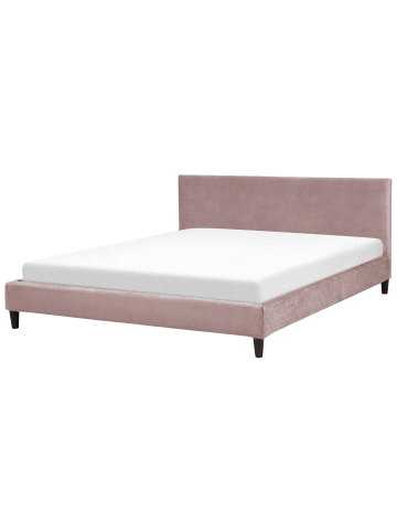 Beliani Doppelbett FITOU in Rosa/Dunkler Holzfarbton - (W) 190 x (H) 87 x (L) 214 cm