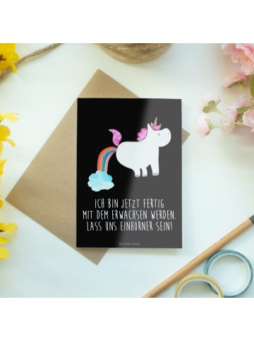 Mr. & Mrs. Panda Grußkarte Einhorn Pupsen mit Spruch in Schwarz