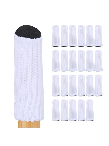 relaxdays 24 x Stuhlbeinsocken in Weiß - (H)8,5 x Ø 2,5 cm