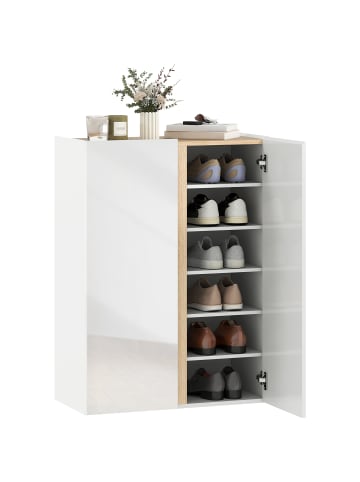 HOMCOM Schuhschrank-70L x 33,5B x 95H cm-Weiß