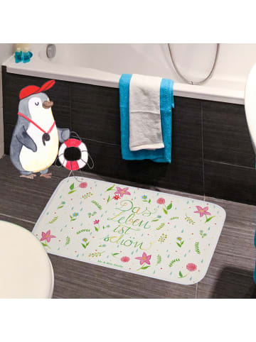 Mr. & Mrs. Panda Badezimmerteppich Blumen Leben mit Spruch in Bunt