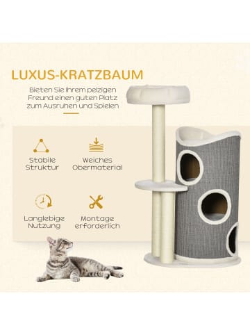 Pawhut Kratzbaum Weiß+Grau 60L x 44,5B x 109H cm