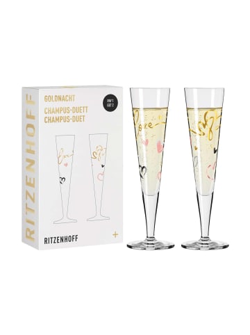 RITZENHOFF 2er Set Champagnergläser Herzen Goldnacht 205 ml in bunt