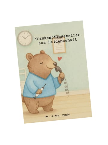 Mr. & Mrs. Panda Postkarte Krankenpflegehelfer Leidenschaft Desi... in Weiß
