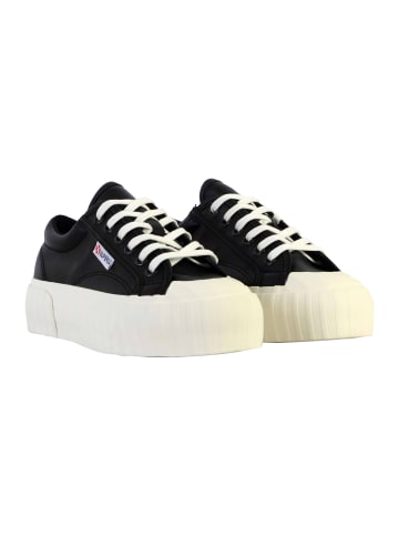 Superga Stripe Webbing Sneakers mit Schnürsenkeln Schwarz
