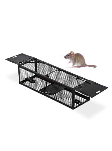 relaxdays 2 x Lebendfalle für Mäuse in Schwarz