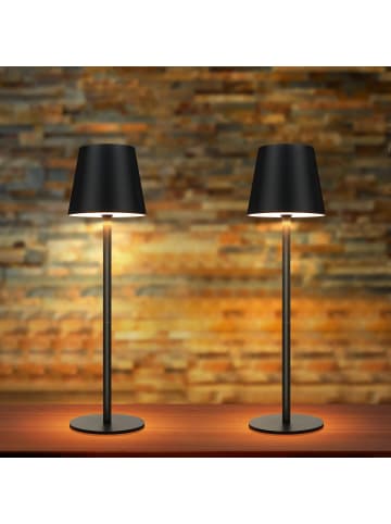 ZMH 2er-Set Tischleuchte in schwarz Wiederaufladbar RGB Touch Dimmbar 2W H 37.5cm