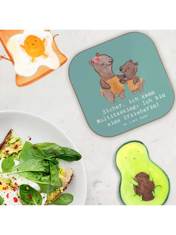 Mr. & Mrs. Panda Glasuntersetzer Erzieherin Multitasking mit Spruch in Meeresbrise