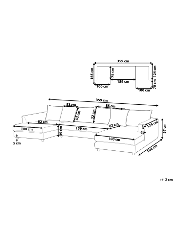 Beliani U-förmiges Sofa LILVIKEN in Beige/Schwarz - (W) 359 x (H) 57 x (L) 194 cm