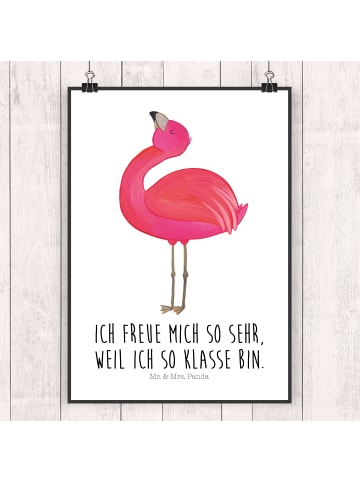 Mr. & Mrs. Panda Wandposter Flamingo Stolz mit Spruch in Weiß