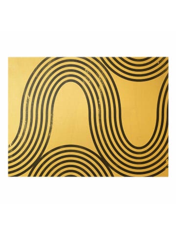 WALLART Leinwandbild Gold - Geometrische Wellen Schwarz Weiß I in Schwarz-Weiß