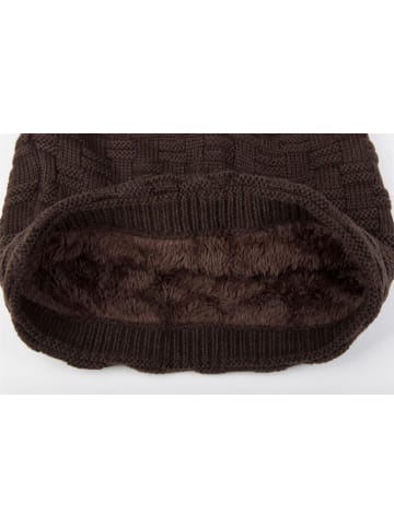 styleBREAKER Feinstrick Beanie Mütze in Dunkelbraun