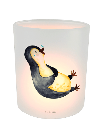 Mr. & Mrs. Panda Kerzen Glas Pinguin Lachen ohne Spruch in Transparent