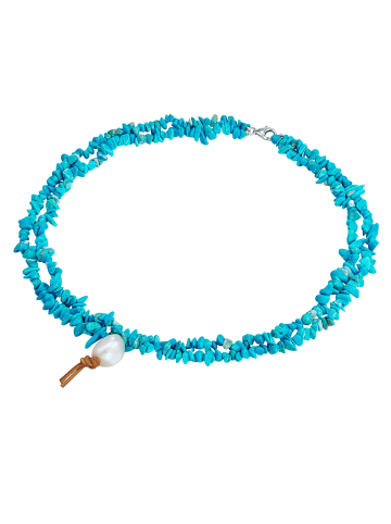 Valero Pearls Halskette aus Sterling Silber mit Türkis (rek.) und Süßwasser-Perle in türkis