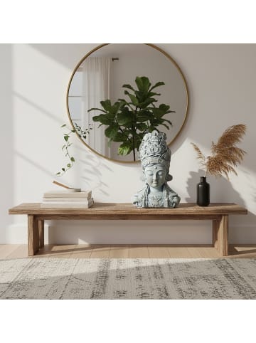 relaxdays Buddha-Büste in Hellgrau - 44 cm