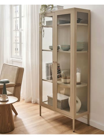 Beliani Vitrine HARTY in Beige - (W) 80 x (H) 176 x (L) 35 cm