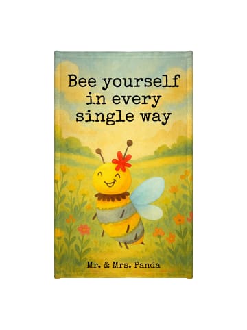 Mr. & Mrs. Panda Handtuch Biene Blume Design mit Spruch in Weiß