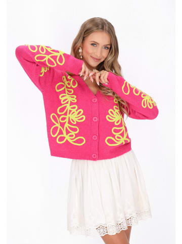 IZIA Cardigan in pink lime