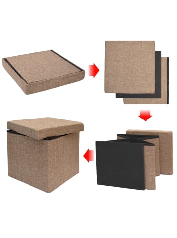 DuneDesign Sitzwürfel mit Stauraum Senja in Hellbraun