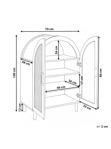 Beliani Schuhschrank BICHENO in Braun - (W) 70 x (H) 100 x (L) 38 cm