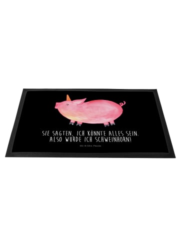 Mr. & Mrs. Panda Schmutzmatte Einhorn Schwein mit Spruch in Schwarz