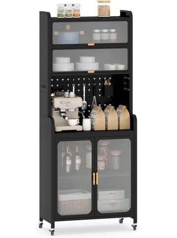 COSTWAY Küchenschrank mit Rollen 192cm in Schwarz