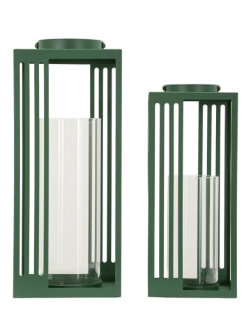 Mauro Ferretti Set mit 2 grünen Metalllaternen, 18 x 18 x 43,5 cm – 15 x 15 x 36,5 cm