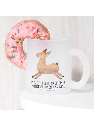 Mr. & Mrs. Panda Teetasse Lama Springen mit Spruch in Transparent