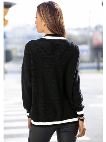 LASCANA V-Ausschnitt-Pullover in schwarz