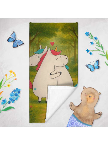 Mr. & Mrs. Panda Strandtuch Einhorn Mitteilung Design ohne Spruch in Weiß