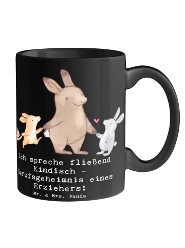 Mr. & Mrs. Panda Kaffeetasse Erzieher Kindisch mit Spruch in Schwarz