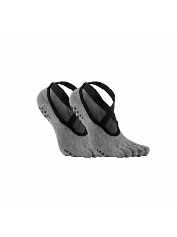 MUNADUNA 2er-Pack Glänzende Yoga/Pilates Zehensocken – Anti-Rutsch Grau