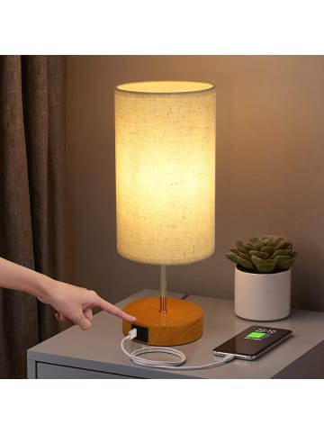 ZMH 2er-Set Tischleuchte in beige 1-flammige E27 3000K Warmweiß Touch Dimmbar