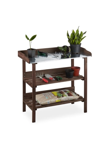 relaxdays Pflanztisch in Dunkelbraun - (B)92 x (H)x 86 (T)42 cm