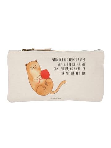 Mr. & Mrs. Panda Schminktasche Katze Wolle mit Spruch in Weiß