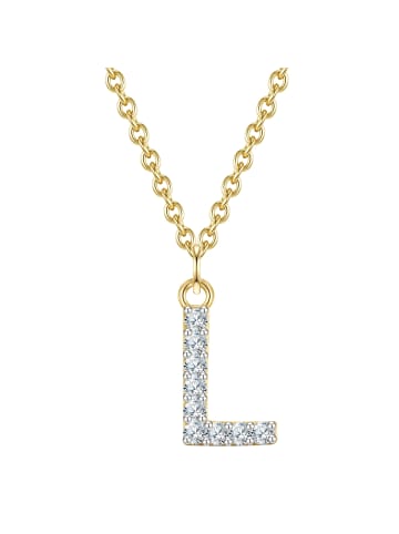 Glanzstücke München Halskette Buchstabe L Sterling Silber Zirkonia in gelbgold