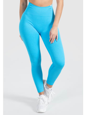 SMILODOX Kompression Leggings Amaze Ripp in Hellblau Melange