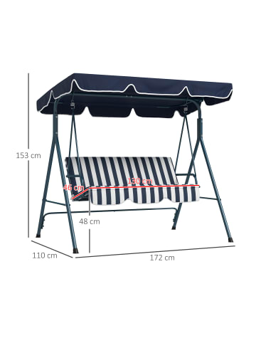 Outsunny Hollywoodschaukel 172L x 110B x 153H cm Blau