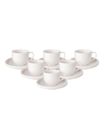 Villeroy & Boch 6er Set Espressotassen mit Untertassen Afina in Weiß 50 ml in weiß