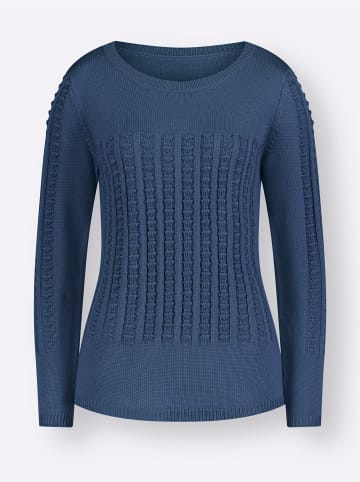 Sieh an! Langarm-Pullover in jeansblau