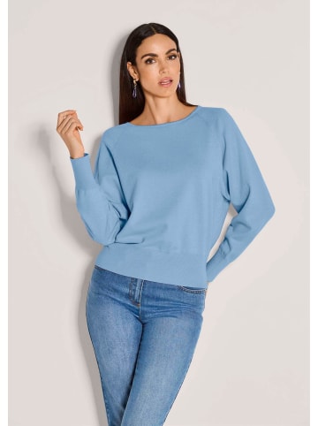 MADELEINE Basic Strickpullover mit Fledermausärmeln in rauchblau / melange