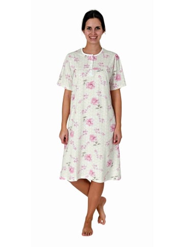 NORMANN Kurzarm Nachthemd Knopfleiste am Hals - 80123 in rosa