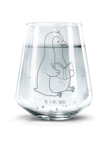 Mr. & Mrs. Panda Gravur Glas Pinguin Buch ohne Spruch in Transparent