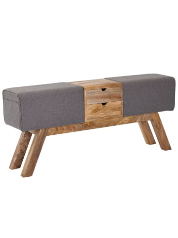FineBuy Sitzbänk in Grau / Stoff / 120x30x56
