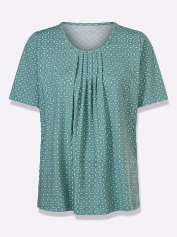 Sieh an! Kurzarmshirt in salbei-weiß-bedruckt