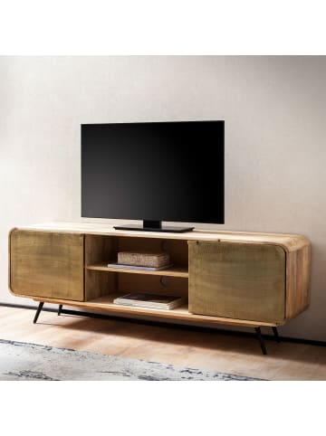 KADIMA DESIGN Lowboard Mango Massivholz 160x55x41 cm TV-Kommode mit zwei punzierten