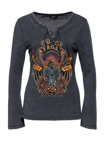Queen Kerosin Queen Kerosin Langarmshirt Wild & Free in anthrazit